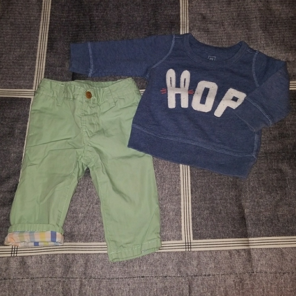 Baby Gap Plaid-Lined Pants + Pullover Sweatshirt